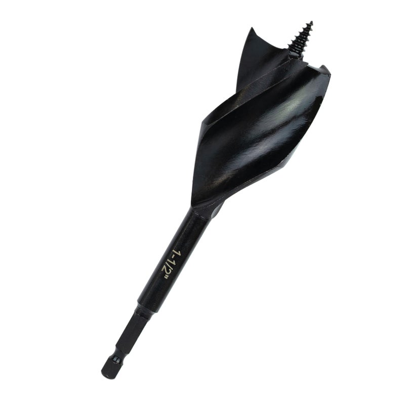 Greycore Tools 1-1/2 Inch x 6 Inch 3-Flute Auger Bit, Wood Drill Bit for Hard and Soft Wood, 1/4    Quick Change Shank, Woodworking Auger Bits (1-1/2    x 6    Auger) - Image 5